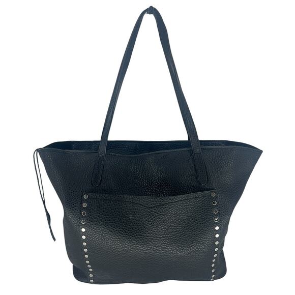 Rebecca Minkoff Handbags - Rebecca Minkoff Unlined Front Pocket Leather Tote Black Studded
